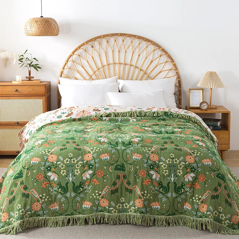 Muslin Cotton Bedspread - Couverture en pur coton, tissée en