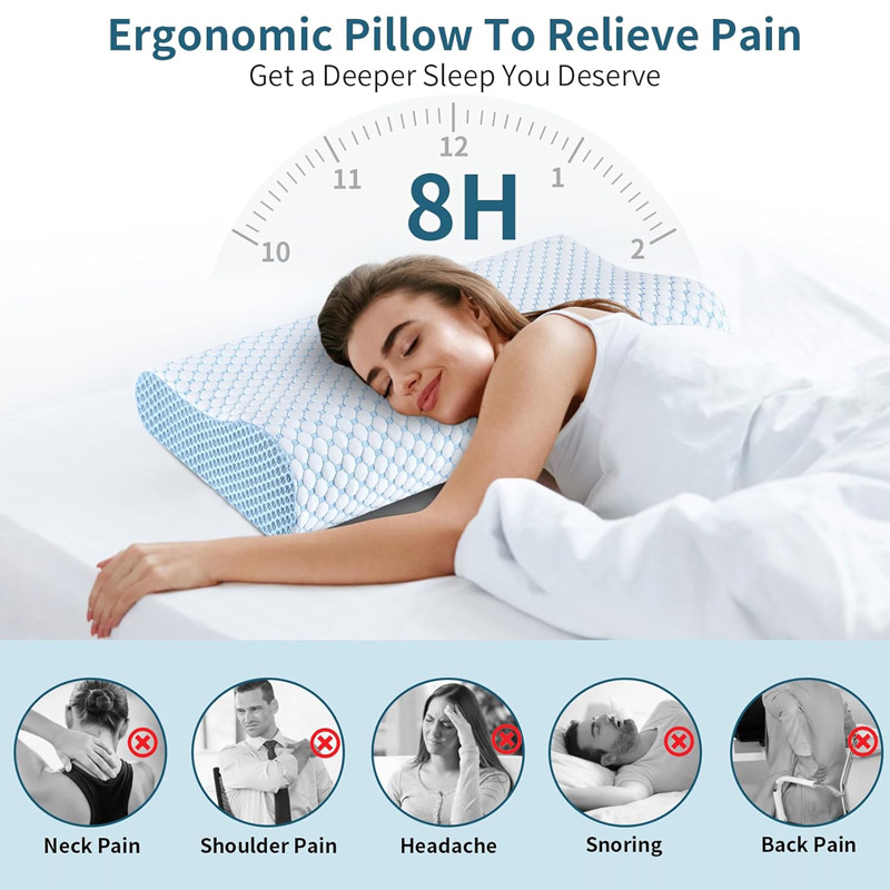 Anti Snore Contour Pillow - Oreiller orthopédique à rebond lent, 60x40x12CM,