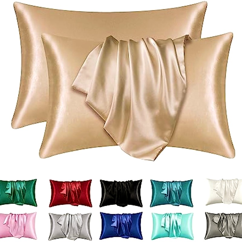 Satin Silk Pillowcase Hair Skin - Lot de 2 taies d'oreiller en