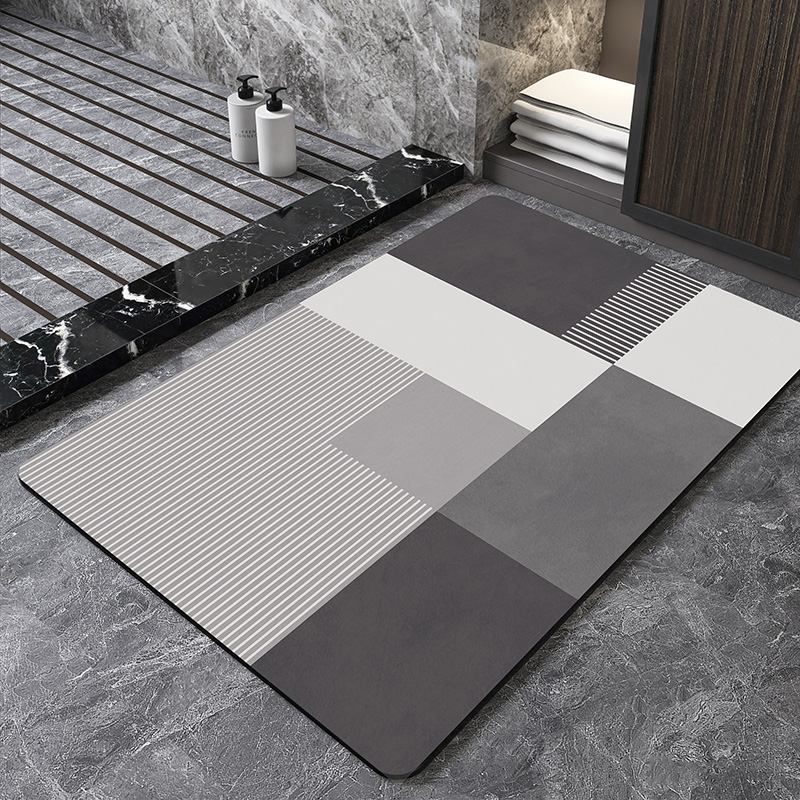 Quick Dry Diatomite Bath Mat - Tapis de bain géométrique nordique en