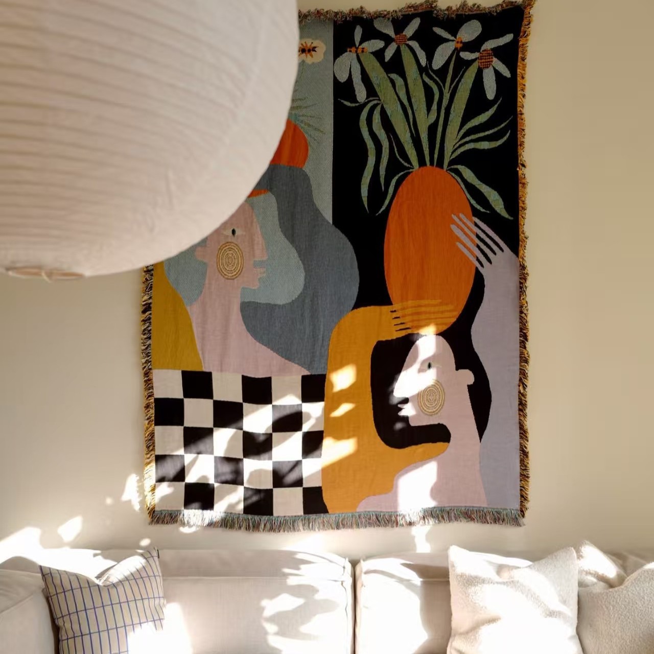Tapisserie murale moderne d'ar - Boho Throw Blanket Fringe avis et prix