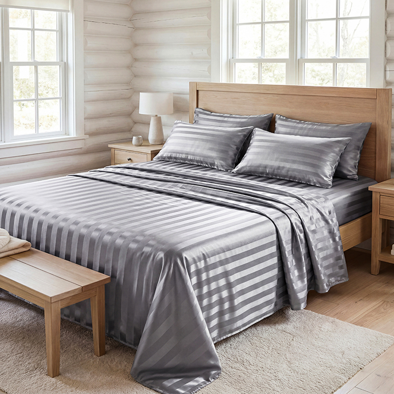 Parure de draps en satin rayé  - Fitted Bed Sheets Deep Pocket avis et prix