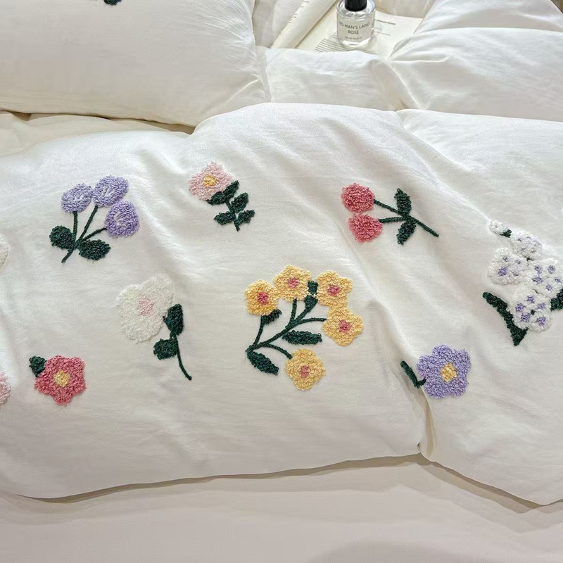 Housse de couette brodée de mo - Aesthetic Floral Duvet Cover avis et prix