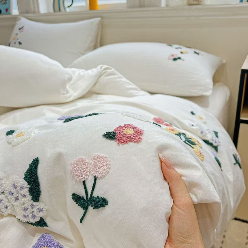Housse de couette brodée de mo - Aesthetic Floral Duvet Cover avis et prix