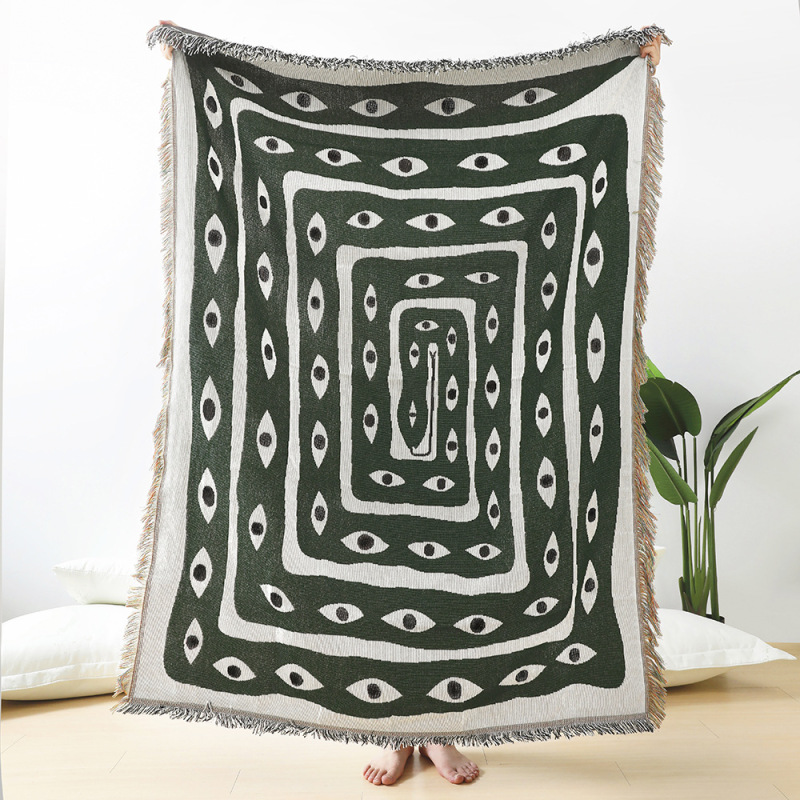 Plaid Jacquard Vert et Blanc à - Boho Throw Blanket Fringe avis et prix